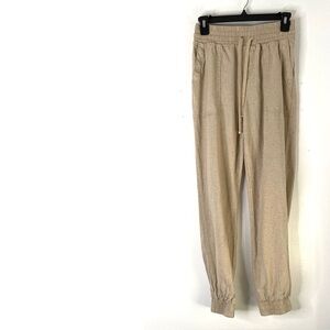 a new day Beige Linen Blend Drawstring Jogger Elastic Waist Lightweight Pants